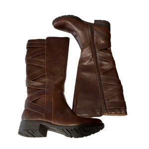 i Comfort Charline Brown Faux Leather
Strappy Knee High Zip Up Boots Siz…